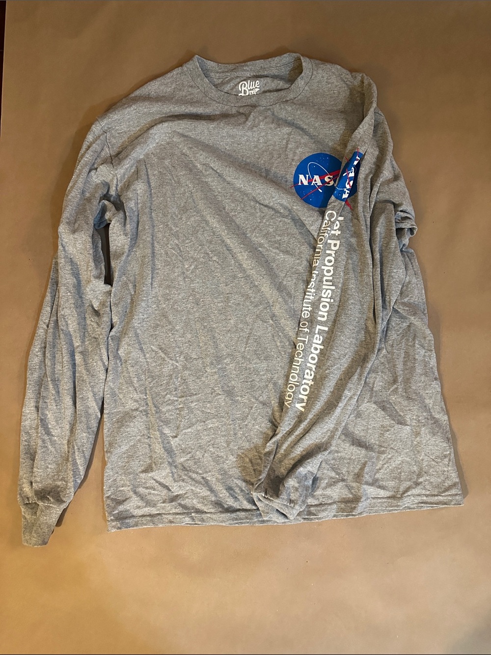 NASA JPL Logo Gray Long Sleeve Tee by Blue Drive